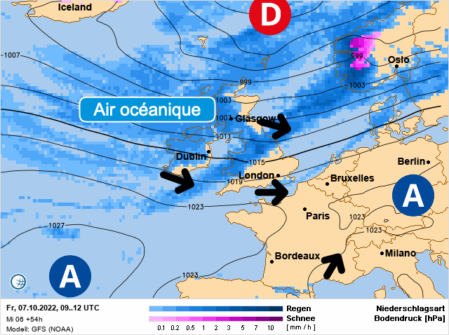 Carte météo Europe du 07/10/2022 à 1812
