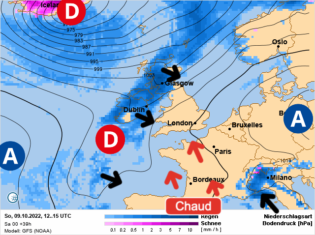 Carte météo Europe du 09/10/2022 à 1812