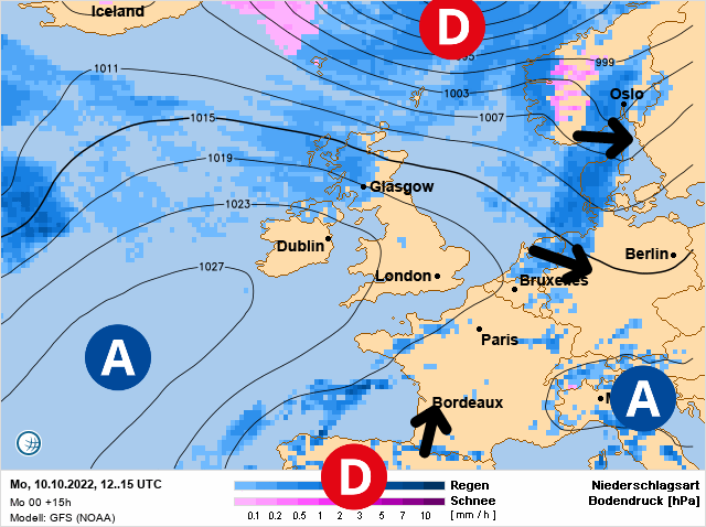 Carte météo Europe du 10/10/2022 à 1812