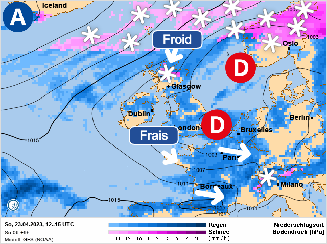 Carte météo Europe du 23/04/2023 à 1812