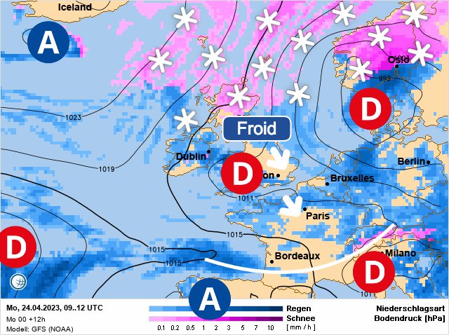 Carte météo Europe du 24/04/2023 à 1812