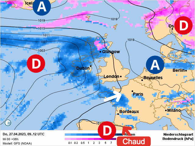 Carte météo Europe du 27/04/2023 à 1812