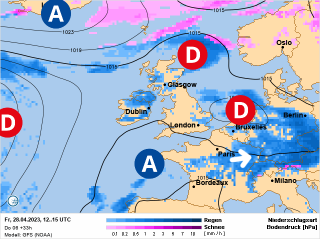 Carte météo Europe du 28/04/2023 à 1812