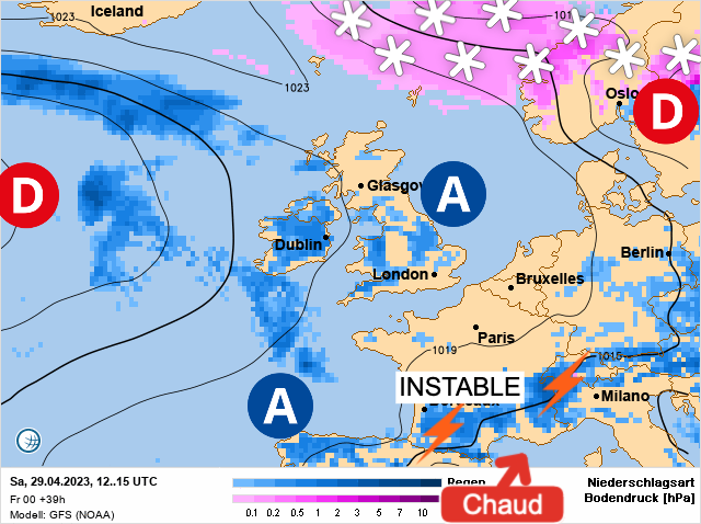 Carte météo Europe du 29/04/2023 à 1812