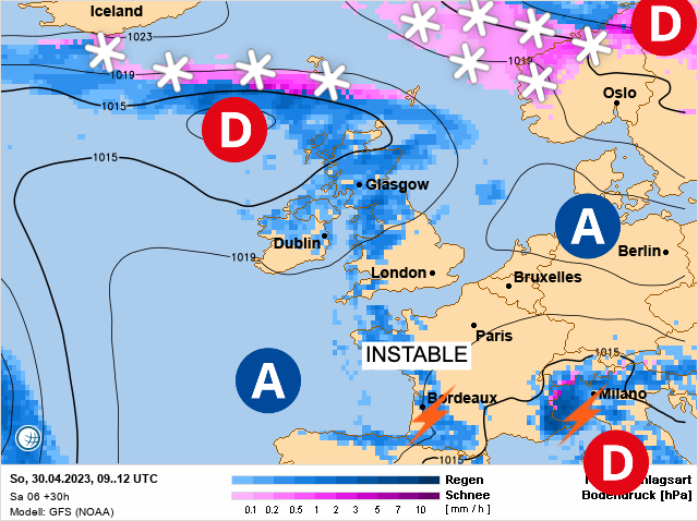 Carte météo Europe du 30/04/2023 à 1812