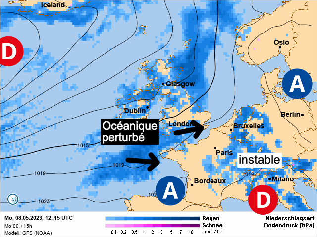 Carte météo Europe du 08/05/2023 à 1812