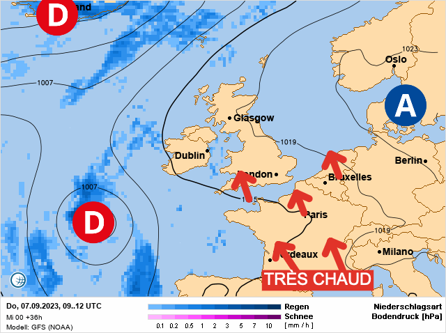 Carte météo Europe du 07/09/2023 à 1812