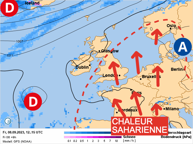 Carte météo Europe du 08/09/2023 à 1812