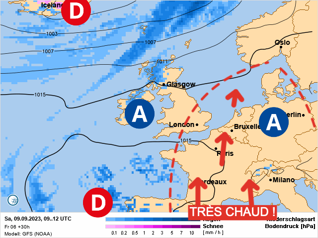 Carte météo Europe du 09/09/2023 à 1812