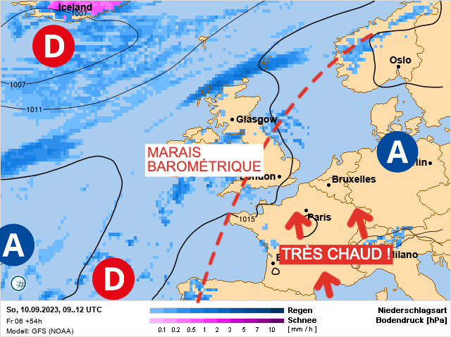 Carte météo Europe du 10/09/2023 à 1812
