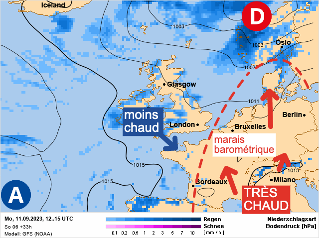 Carte météo Europe du 11/09/2023 à 1812