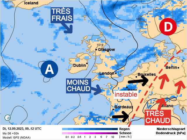 Carte météo Europe du 12/09/2023 à 1812