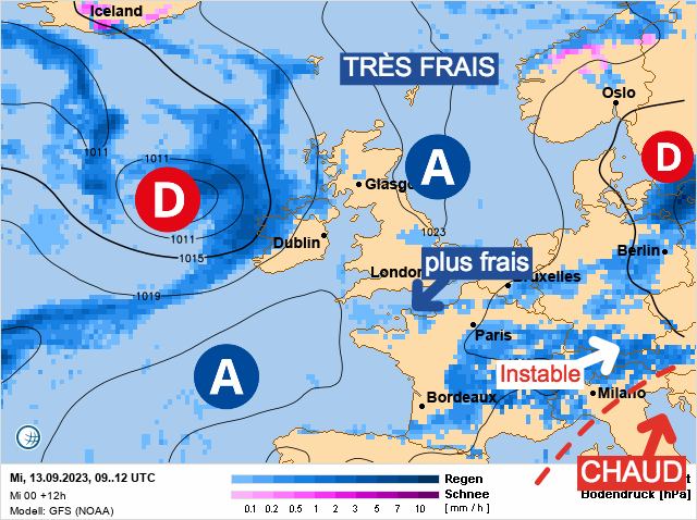 Carte météo Europe du 13/09/2023 à 1812