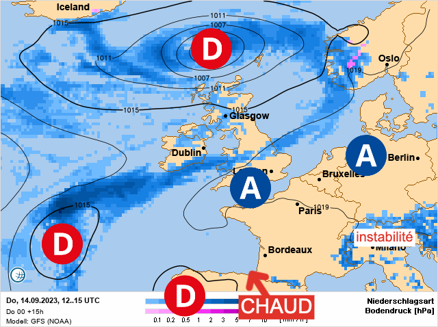 Carte météo Europe du 14/09/2023 à 1812