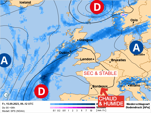 Carte météo Europe du 15/09/2023 à 1812