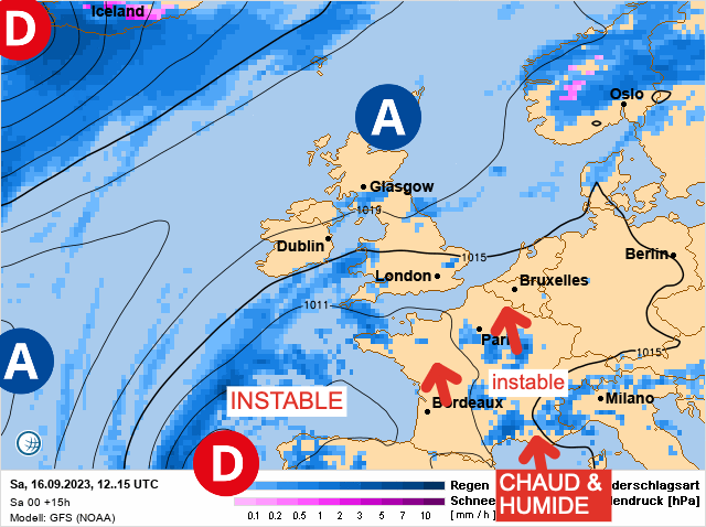Carte météo Europe du 16/09/2023 à 1812