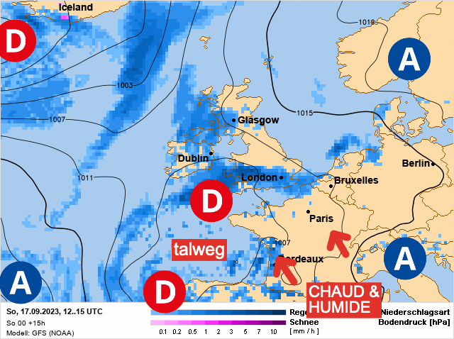 Carte météo Europe du 17/09/2023 à 1812