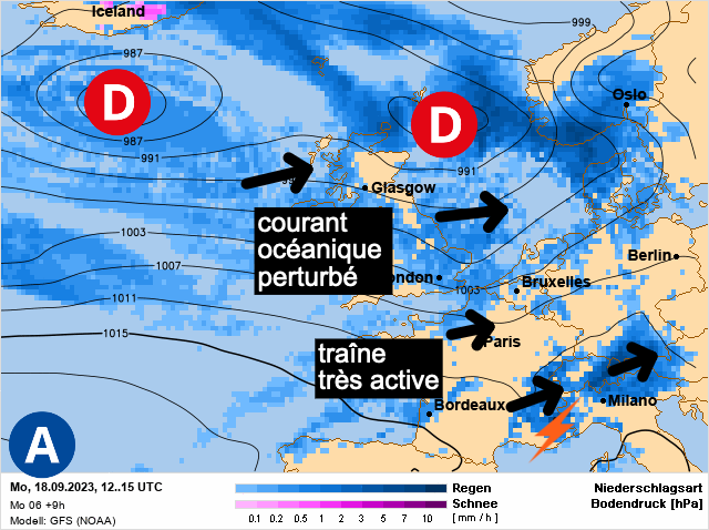 Carte météo Europe du 18/09/2023 à 1812