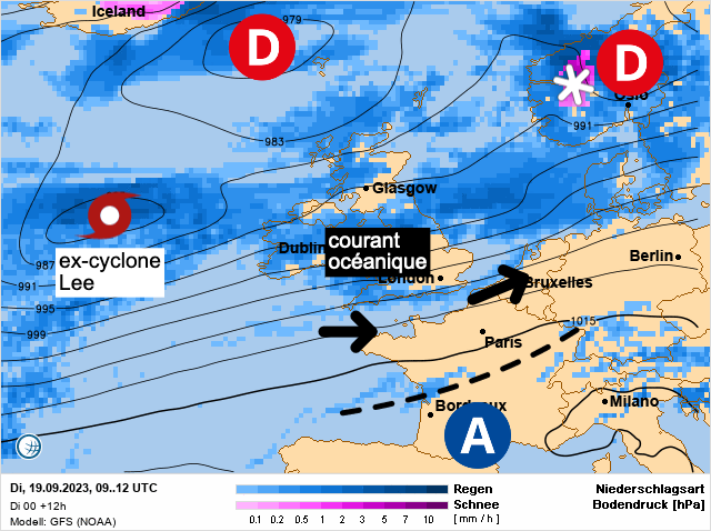 Carte météo Europe du 19/09/2023 à 1812