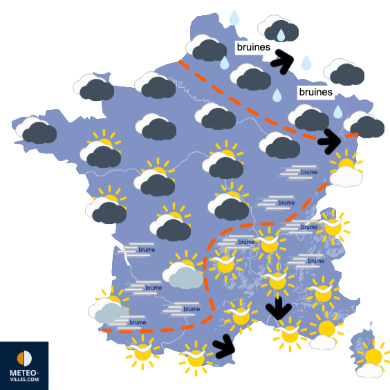 Carte de prévision météo - France Stock Vector