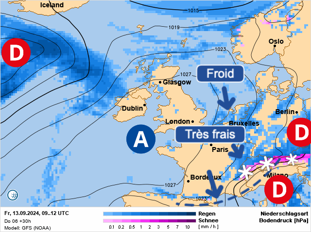 Carte de prévisions d'europe du Friday, September 13, 2024
