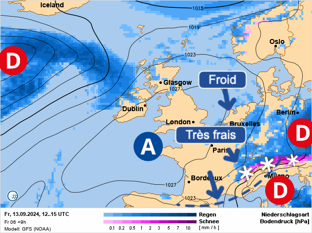 Carte de prévisions d'europe du Friday, September 13, 2024