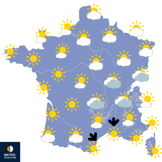 Carte de prévisions du temps du Samedi 14 septembre 2024