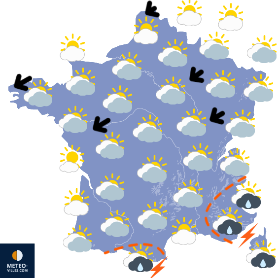 Carte de prévisions du temps du Monday, September 16, 2024