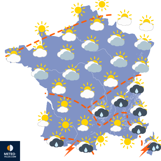 Carte de prévisions du temps du Monday, September 16, 2024