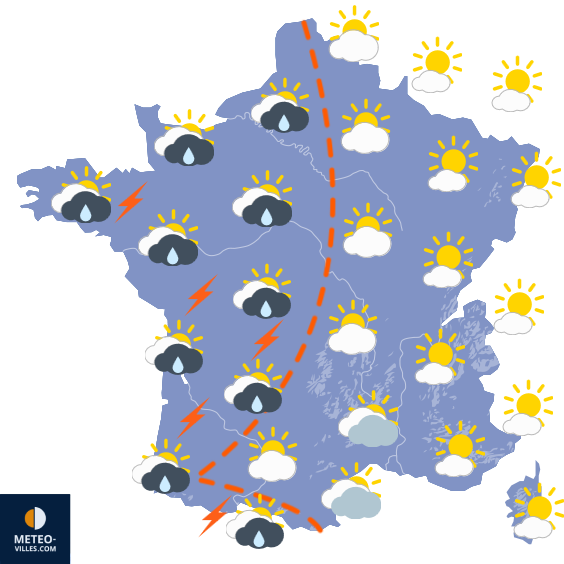 Carte de prévisions du temps du Monday, September 16, 2024