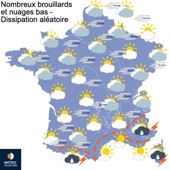 Carte de prévisions du temps du Mercredi 23 octobre 2024