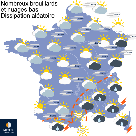 Carte de prévisions du temps du Mercredi 23 octobre 2024