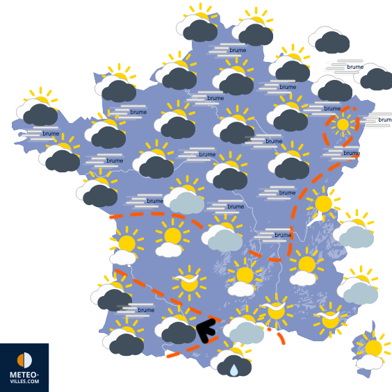 Carte de prévisions du temps du Mercredi 30 octobre 2024