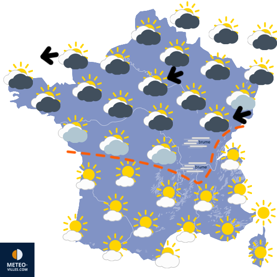 Carte de prévisions du temps du Samedi 2 novembre 2024