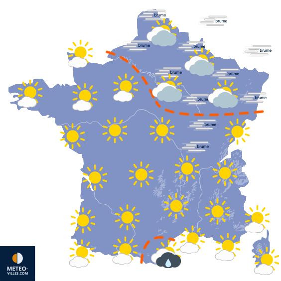 Carte de prévisions du temps du Dimanche 3 novembre 2024