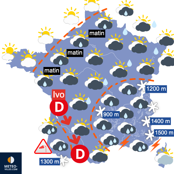 Carte de prévisions du temps du Thursday, January 30, 2025