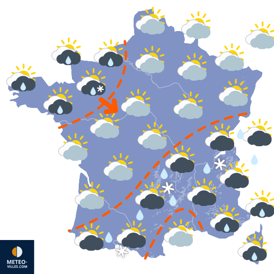 Carte de prévisions du temps du Wednesday, January 29, 2025