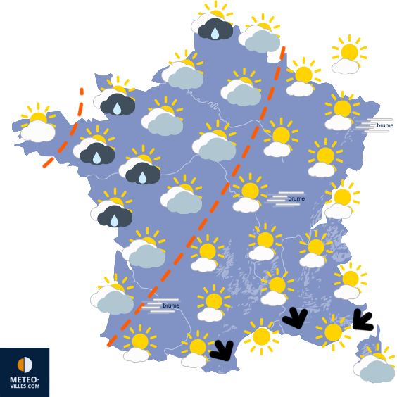 Carte de prévisions du temps du Dimanche 2 février 2025