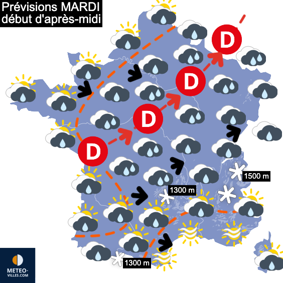 Carte de prévisions du temps du Mardi 25 février 2025