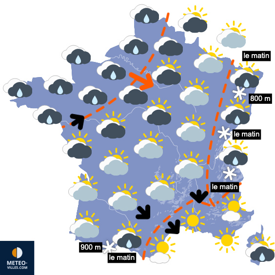 Carte de prévisions du temps du Monday, February 24, 2025