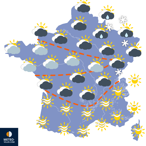 Carte de prévisions du temps du Monday, February 24, 2025