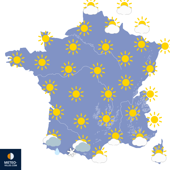 Carte de prévisions du temps du Dimanche 2 mars 2025