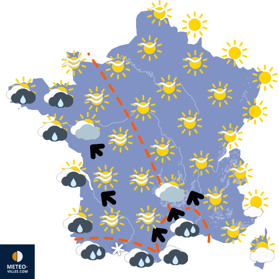 Carte de prévisions du temps du Samedi 8 mars 2025