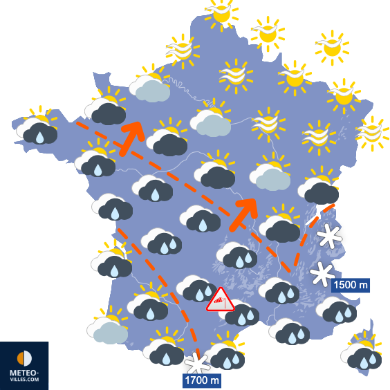 Carte de prévisions du temps du Dimanche 9 mars 2025