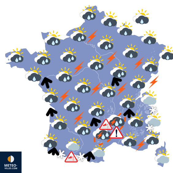 Carte de prévisions du temps du Samedi 22 mars 2025
