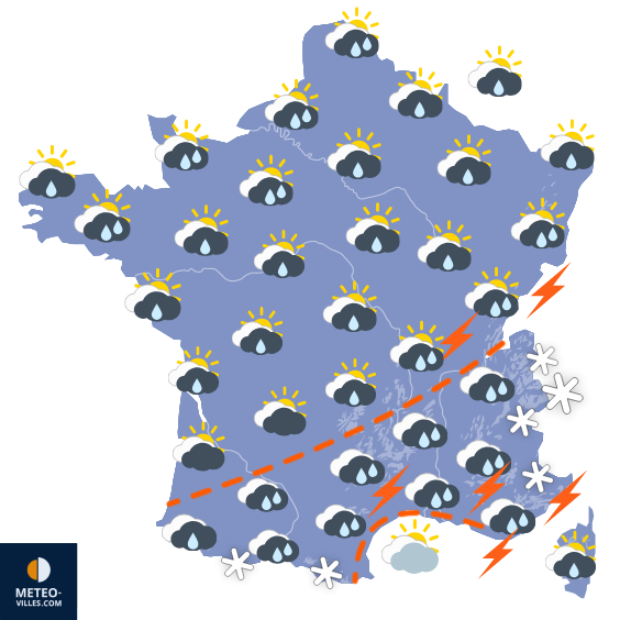 Carte de prévisions du temps du Dimanche 23 mars 2025