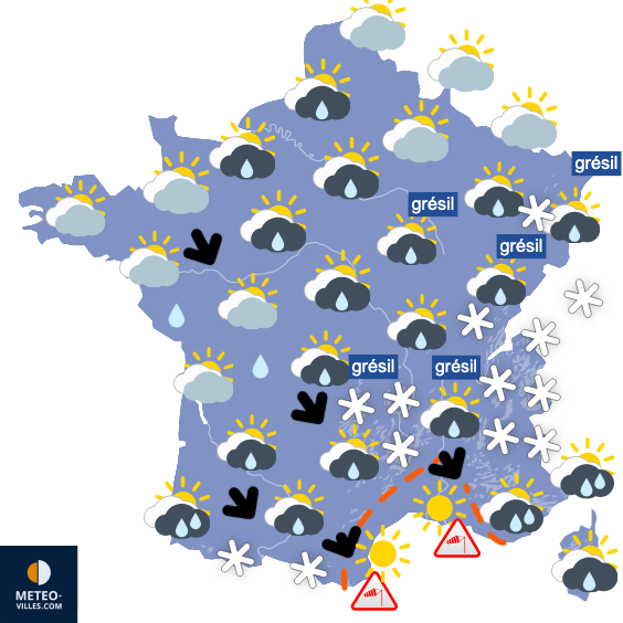 Carte de prévisions du temps du Samedi 29 mars 2025