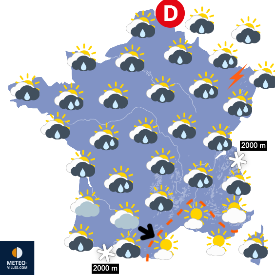 Carte de prévisions du temps du Lundi 21 avril 2025