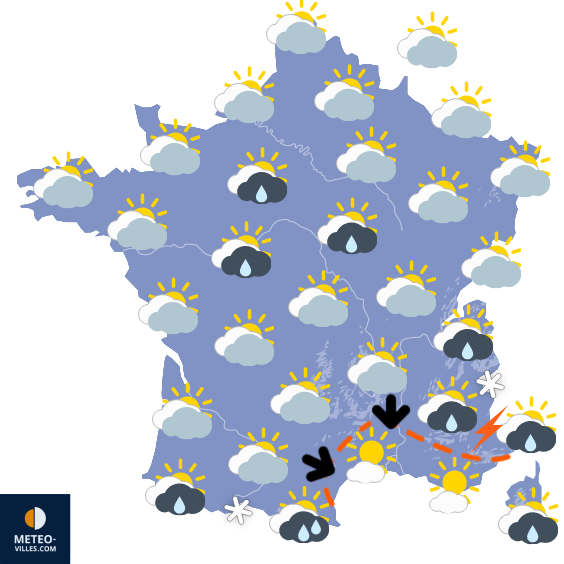Carte de prévisions du temps du Lundi 21 avril 2025