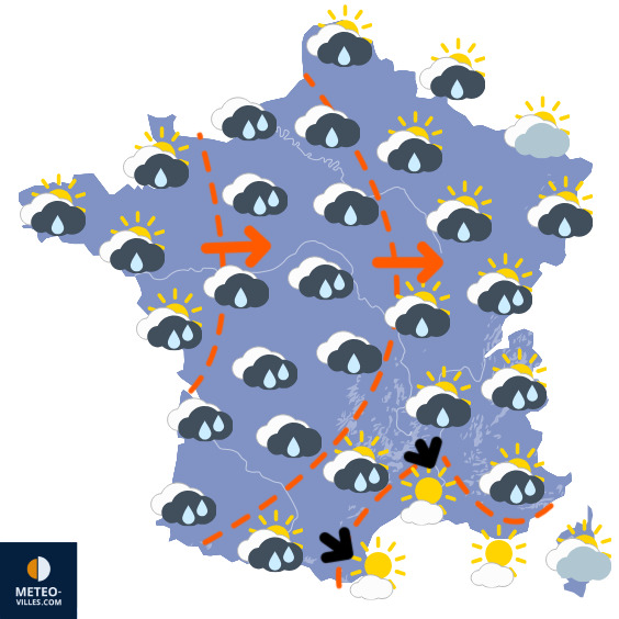 Carte de prévisions du temps du Lundi 21 avril 2025